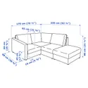 IKEA VIMLE ВІМЛЕ, кутовий диван, 3-місний, з відкритим кінцем/Гранн/Бомстад чорний 993.067.56 фото thumb №8