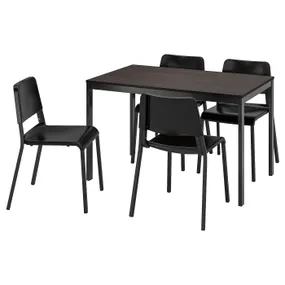 IKEA VANGSTA ВАНГСТА / TEODORES ТЕОДОРЕС, стол и 4 стула, черный темно-коричневый / черный, 120 / 180 см 294.942.99 фото