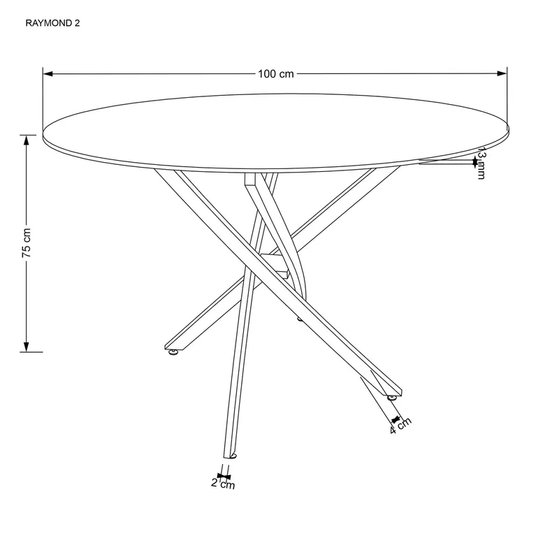 Кухонний стіл HALMAR RAYMOND 2, 100x100 см стільниця - чорний мармур, ніжки - золото фото №12
