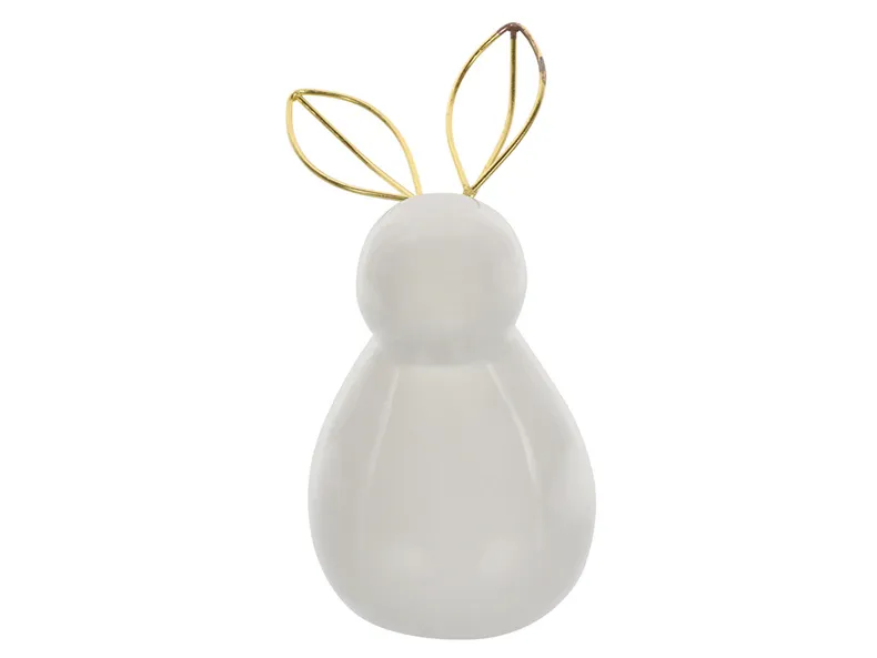 BRW Декоративна фігурка BRW Кролик, кераміка, біло-золотий 085415 фото №1