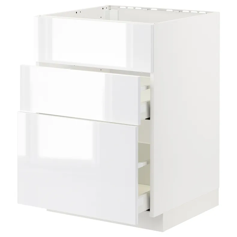 IKEA METOD МЕТОД / MAXIMERA МАКСІМЕРА, підлог шафа д / плит / вб витяжк з шухл, білий / РІНГХУЛЬТ білий, 60x60 см 394.776.28 фото №1