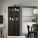 IKEA BILLY БІЛЛІ / OXBERG ОКСБЕРГ, стелаж панель / скляні дверцята, темно-коричневий під дуб, 80x30x202 см 494.833.27 фото thumb №2