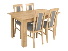 BRW Комплект: Стол обеденный и стулья (4 шт) BRW STO/138 BIS, 137,5х80х78 см, серый / натуральный дуб / дуб берлингтон STO/138/BIS_4BELIA-DBV/TX099 фото