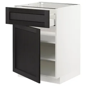 IKEA METOD МЕТОД / MAXIMERA МАКСИМЕРА, напольный шкаф с ящиком / дверцей, белый / Лерхиттан с черными пятнами, 60x60 см 194.541.85 фото