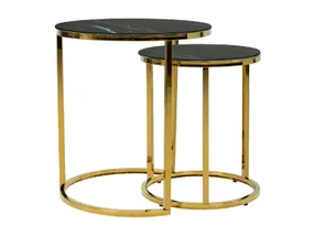 BRW Kamza, Комплект из двух столов, чёрный/золотой BLACK фото