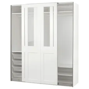IKEA PAX ПАКС / GRIMO ГРИМО, гардероб с раздвижными дверьми, белый / прозрачное стекло белый, 200x66x236 см 895.022.58 фото
