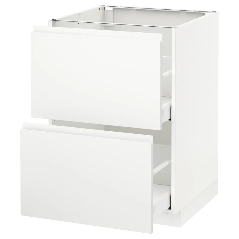 IKEA METOD МЕТОД / MAXIMERA МАКСИМЕРА, напольн шкаф 2фрнт / 2выс ящ, белый / Воксторп матовый белый, 60x60 см 091.121.02 фото №1