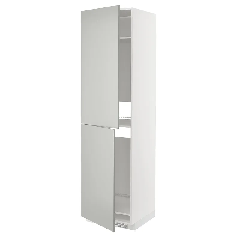 IKEA METOD МЕТОД, висока шафа для холодильнка / морозил, білий / Хавсторп світло-сірий, 60x60x220 см 695.393.90 фото №1