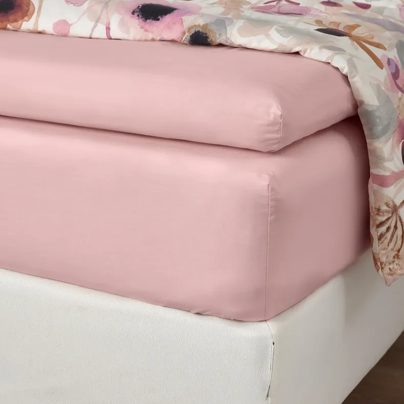 IKEA ULLVIDE УЛЛЬВІДЕ, простирадло на резин д / тонк матраца, блідо-рожевий, 140x200 см 905.653.15 фото №3
