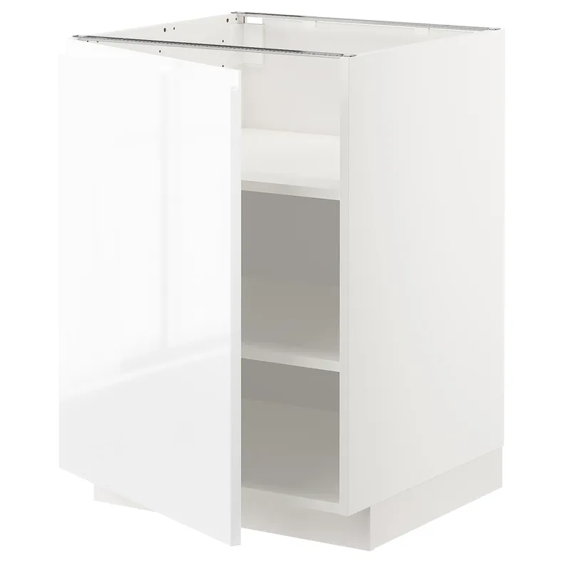 IKEA METOD МЕТОД, напольный шкаф с полками, белый / Воксторп глянцевый / белый, 60x60 см 394.611.75 фото №1