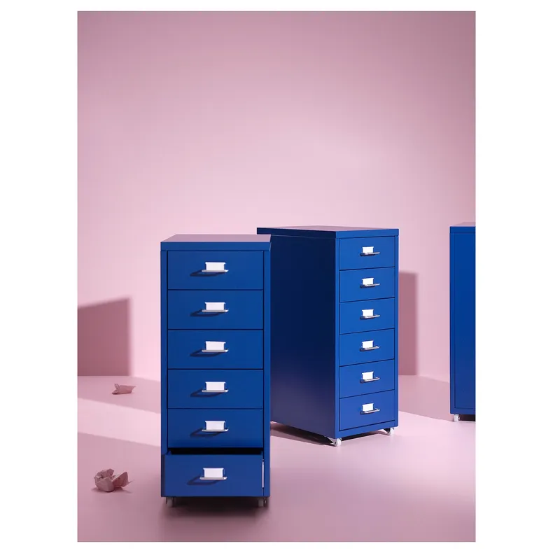 IKEA HELMER ХЕЛЬМЕР, тумба с ящиками на колесах, голубой, 28x69 см 305.627.15 фото №4