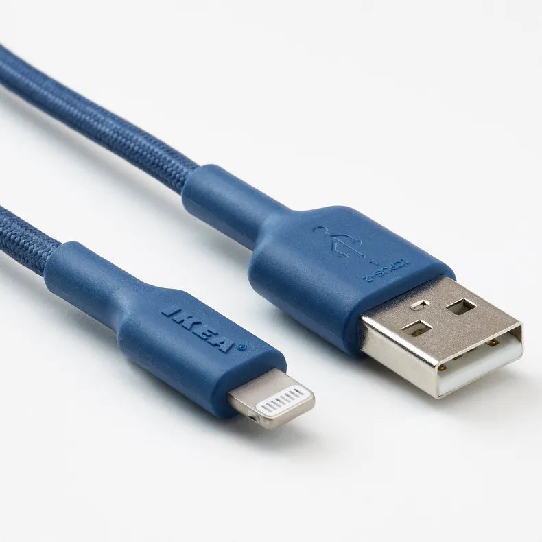 IKEA LILLHULT ЛИЛЛЬХУЛЬТ, кабель USB-A–lightning, голубой, 1.5 m 105.284.97 фото №2