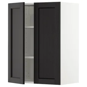 IKEA METOD МЕТОД, навесной шкаф с полками / 2дверцы, белый / Лерхиттан с черными пятнами, 60x80 см 794.616.11 фото
