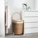 IKEA TOLKNING ТОЛКНИНГ, корзина для белья на колесиках, ива ручной работы, 31 l 805.126.24 фото thumb №4