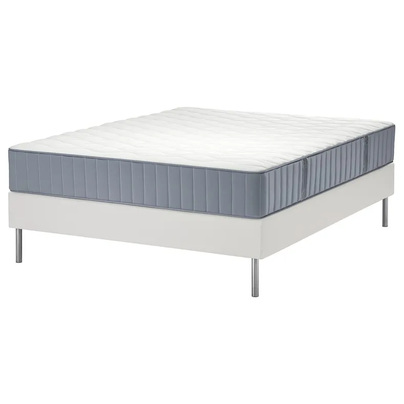 IKEA LYNGÖR ЛЮНГЕР, диван-ліжко, Vågstranda середня твердість / легка блакитна біла, 180x200 см 595.540.55 фото №1
