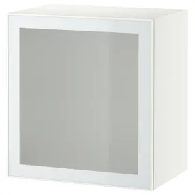 IKEA BESTÅ БЕСТО, комбинация настенных шкафов, белое стекловик / белое / светло-зеленое матовое стекло, 60x42x64 см 594.891.97 фото