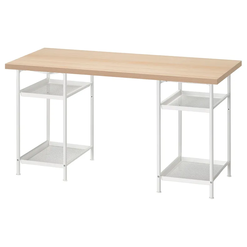 IKEA LAGKAPTEN ЛАГКАПТЕН / SPÄND СПЭНД, письменный стол, Дуб, окрашенный в белый/белый цвет, 140x60 см 495.638.52 фото №1