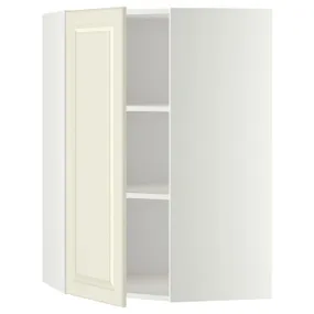IKEA METOD МЕТОД, кутова навісна шафа з полицями, білий / БУДБІН кремово-білий, 68x100 см 399.178.30 фото