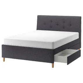 IKEA IDANÄS ИДАНЭС, кровать с отделением для хранения, Темно-серый с пушечным напылением, 160x200 см 904.471.76 фото