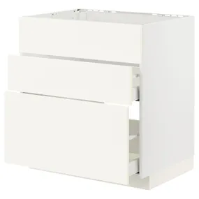 IKEA METOD МЕТОД / MAXIMERA МАКСІМЕРА, підлог шафа д / мийки+3 фр пан / 2 шух, білий / ВАЛЛЬСТЕНА білий, 80x60 см 495.071.87 фото