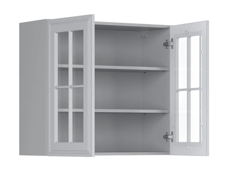 BRW Двухдверный верхний кухонный шкаф Verdi 80 см с витриной светло-серый матовый, греноловый серый/светло-серый матовый FL_G_80/72_LV/PV-SZG/JSZM фото №3