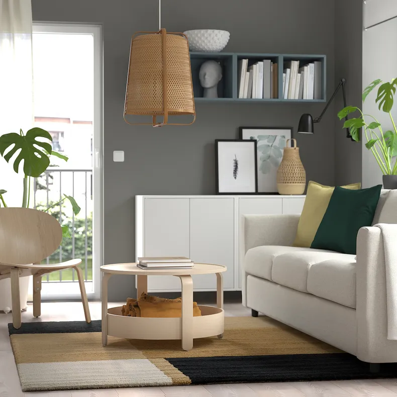 IKEA SKRIFTSPRÅK СКРІФТСПРОК, килим, короткий ворс, жовто-коричневий / темно-синій, 170x240 см 505.449.14 фото №3