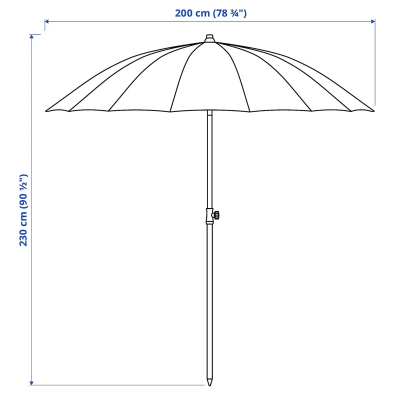IKEA SAMSÖ САМСО, зонт от солнца, наклонный / бежевый, 200 см 503.118.15 фото №6