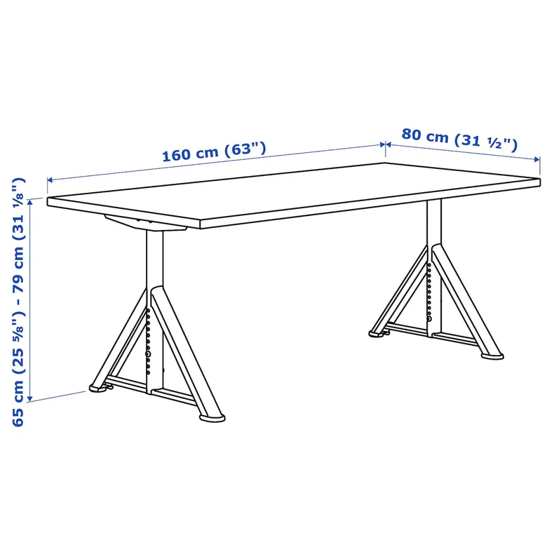 IKEA IDÅSEN ИДОСЕН, письменный стол, коричневый / темно-серый, 160x80 см 992.810.39 фото №5