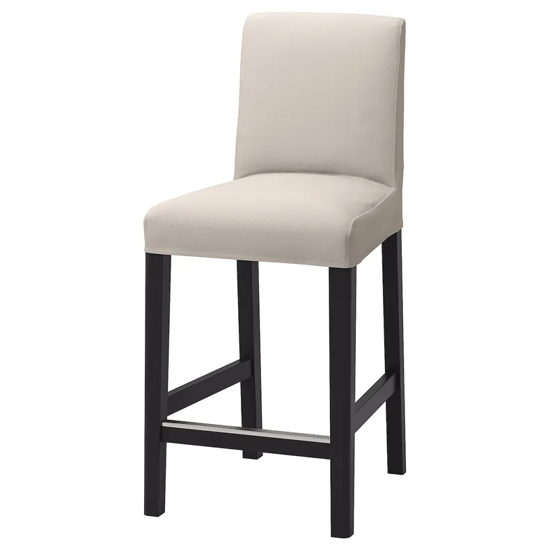 IKEA BERGMUND БЕРГМУНД, барний стілець зі спинкою, чорний / бежевий галантерейний, 62 см 193.881.81 фото №1