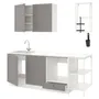 IKEA ENHET ЕНХЕТ, кухня, біла / сіра рамка, 223x63.5x222 см 293.377.37 фото