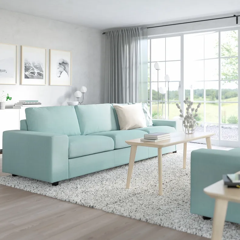 IKEA VIMLE ВІМЛЕ, 3-місний диван-ліжко, з широкими підлокітниками / САКСЕМАРА світло-синій 395.372.36 фото №3