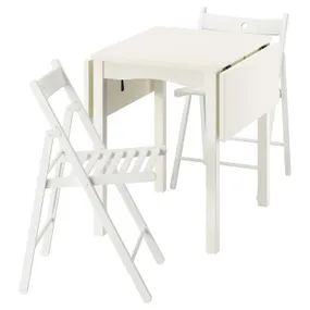 IKEA HAUGA ХАУГА / FRÖSVI ФРЁСВИ, стол и 2 складных стула, белый/белый, 55/82/109x74 см 595.748.93 фото