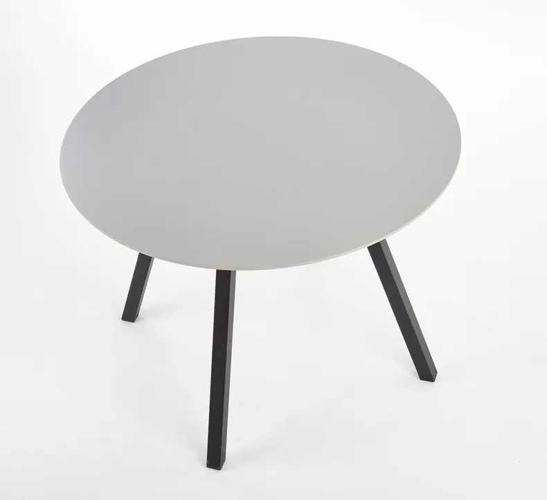 Круглий стіл кухонний HALMAR BALROG 100x100 см, каркас - чорний, стільниця - світло-сіра фото №4