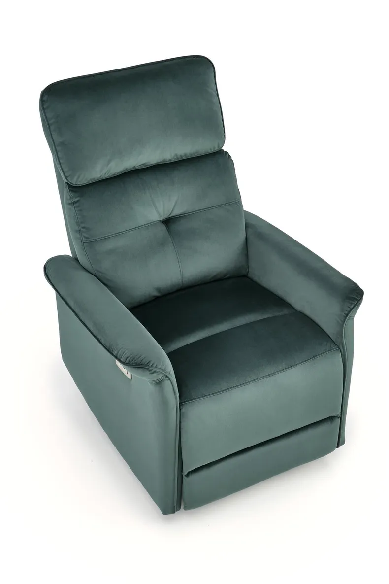 Крісло з функцією електричного розкладання та гніздом USB HALMAR SEMIR, темно-зелений фото №11