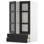 IKEA METOD МЕТОД / MAXIMERA МАКСИМЕРА, навесной шкаф / 2 стекл двери / 2 ящика, белый / Лерхиттан с черными пятнами, 60x100 см 294.639.43 фото