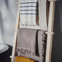 IKEA VALLASÅN ВАЛЛАСОН, банное полотенце, светло-серый / коричневый, 70x140 см 805.021.25 фото thumb №4