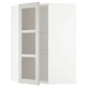 IKEA METOD МЕТОД, кутова настін шафа, полиці / скл двер, білий / світло-сірий Lerhyttan, 68x100 см 692.744.36 фото thumb №1