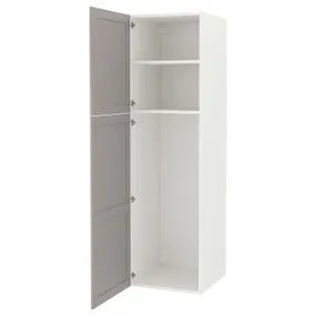 IKEA ENHET ЕНХЕТ, висока шафа з 2 дверцятами, біла/сіра рамка, 60x62x210 см 494.354.78 фото