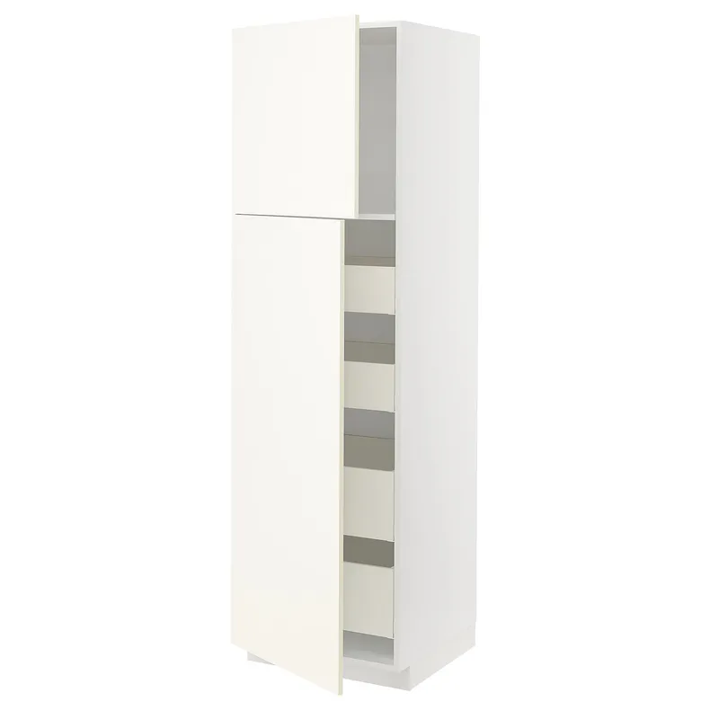 IKEA METOD МЕТОД / MAXIMERA МАКСИМЕРА, высокий шкаф / 2дверцы / 4ящика, белый / Вальстена белый, 60x60x200 см 295.074.28 фото №1