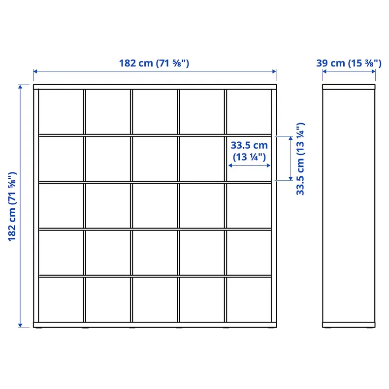 IKEA KALLAX КАЛЛАКС, стеллаж с 10 вставками, белый, 182x182 см 092.783.38 фото №5