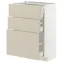 IKEA METOD МЕТОД / MAXIMERA МАКСИМЕРА, напольный шкаф с 3 ящиками, белый / гавсторпский бежевый, 60x37 см 894.267.40 фото