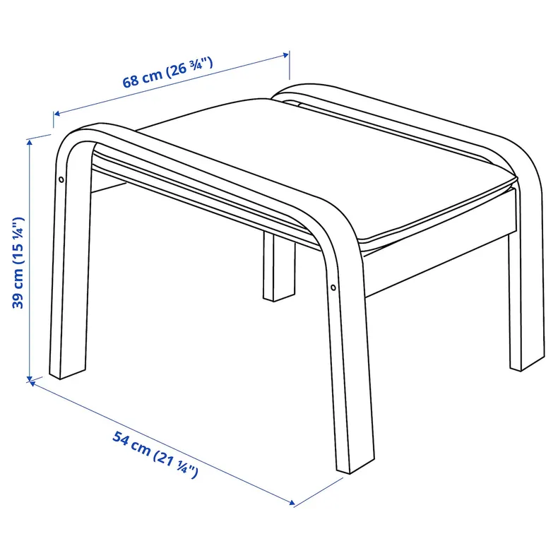 IKEA POÄNG ПОЭНГ, кресло с табуретом для ног, Шпон дуба, окрашенный в белый / бежевый цвет 494.842.75 фото №8