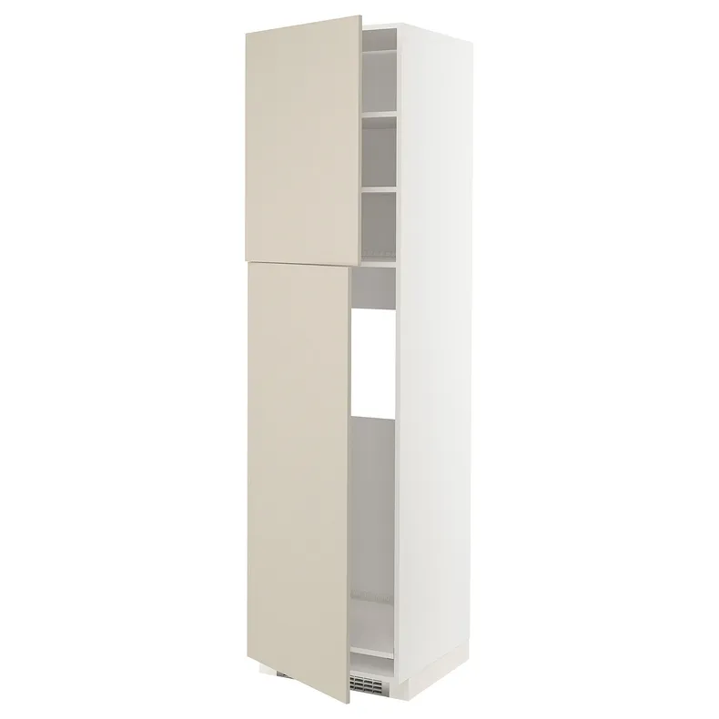 IKEA METOD МЕТОД, висока шафа для холодильника, 2 дв, білий / хавсторпський бежевий, 60x60x220 см 494.588.13 фото №1