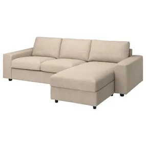 IKEA VIMLE ВІМЛЕ, 3-місний диван із кушеткою, з широкими підлокітниками / горбистий бежевий 494.327.76 фото
