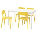 IKEA MELLTORP МЕЛЬТОРП / JANINGE ЯН-ИНГЕ, стол и 4 стула, белый / желтый, 125 см 391.614.88 фото thumb №1