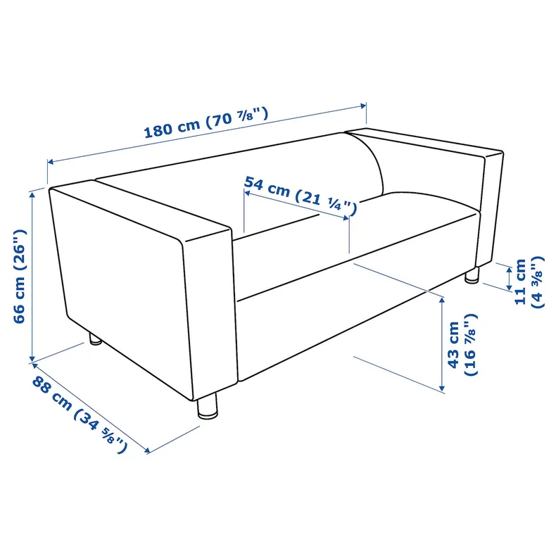 IKEA KLIPPAN КЛИППАН, 2-местный диван, Långban ярко-синий 095.642.88 фото №9