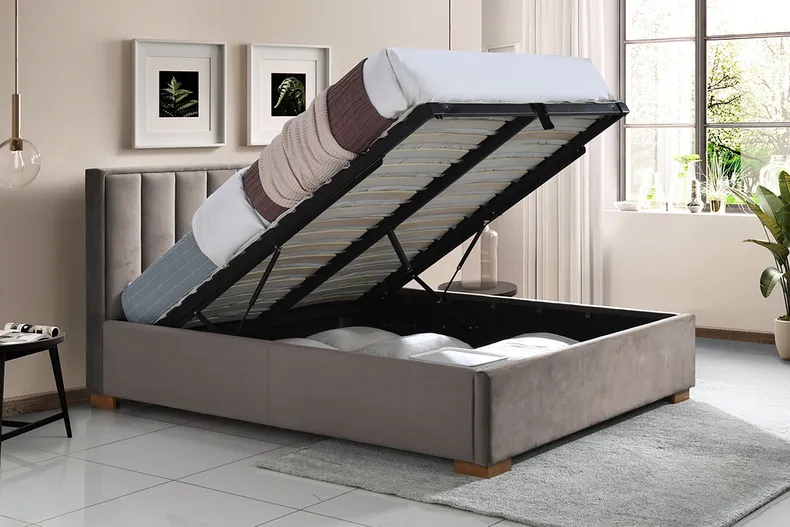 Кровать двуспальная бархатная SIGNAL MARANI, 160x200 см Bluvel 14 - серый фото №8