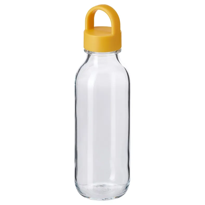 IKEA FORMSKÖN ФОРМШЕН, пляшка для води, прозоре скло/жовтий, 0.5 л 704.972.28 фото №1