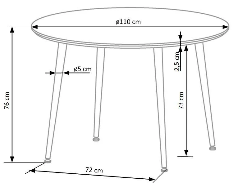 Круглий стіл обідній HALMAR DOMENICO 110x110 см, стільниця - горіх, ніжки - горіх / золото фото №11