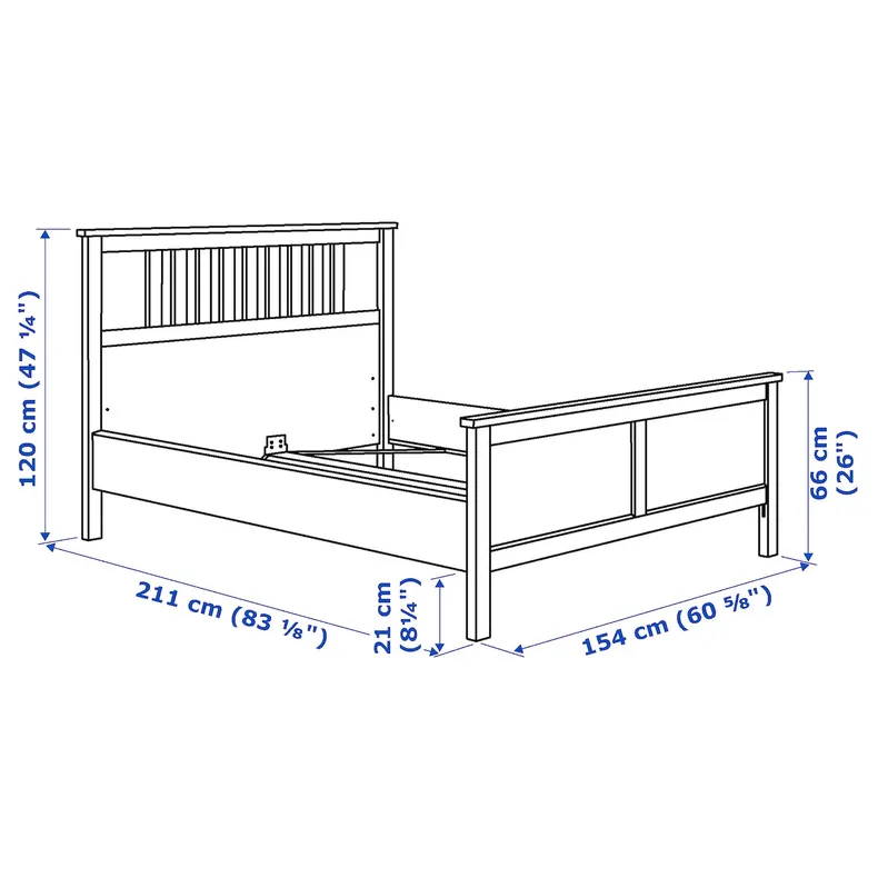 IKEA HEMNES ХЕМНЭС, каркас кровати, белое пятно / Lindbåden, 140x200 см 894.949.08 фото №10